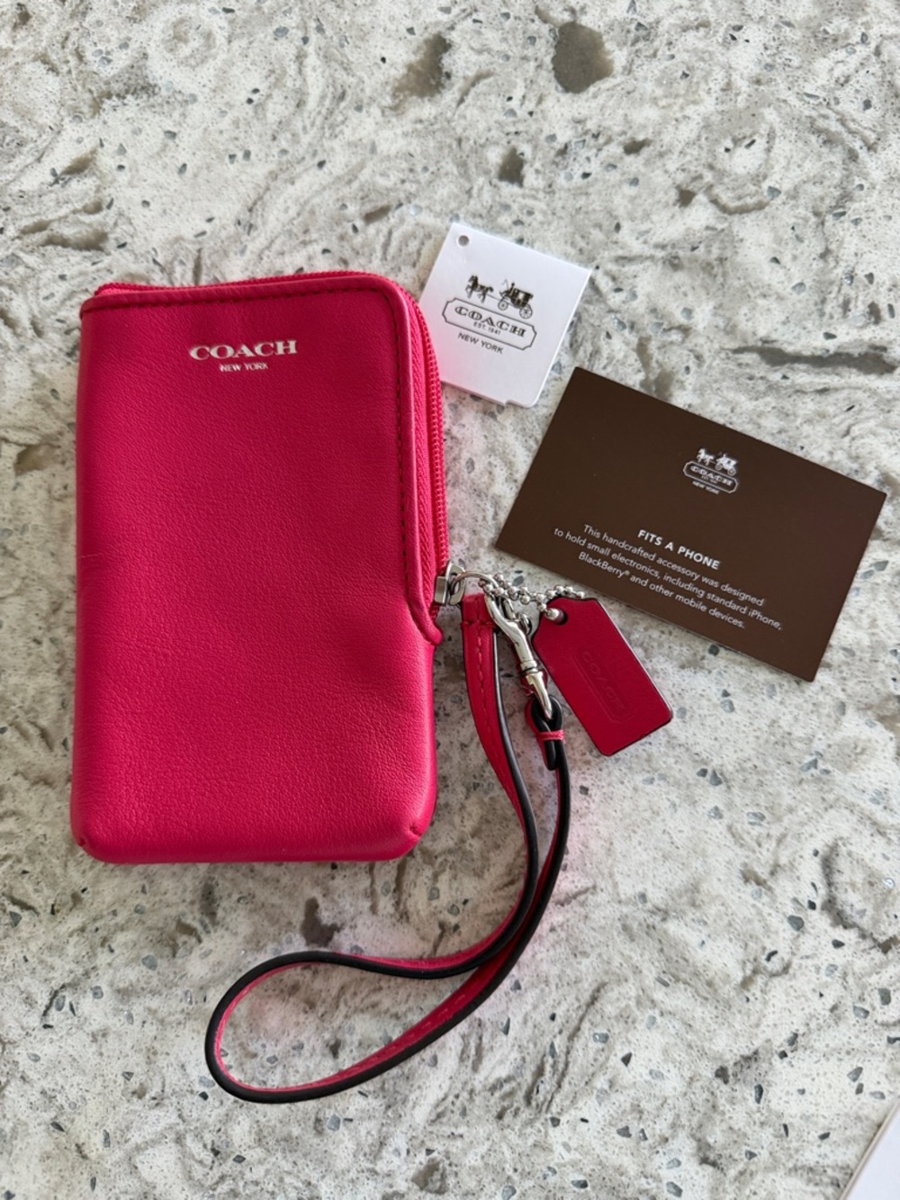 NWT COACH Pink Leather Wristlet Phone Case